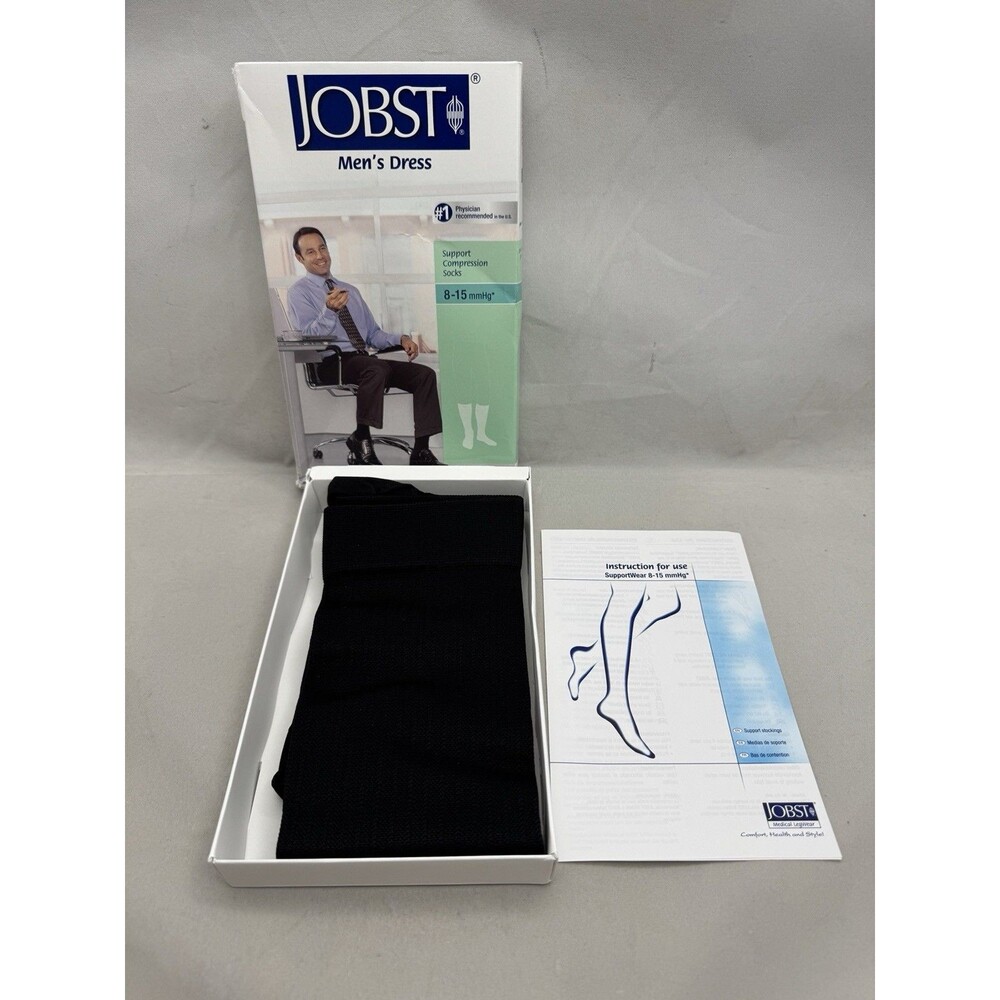 Jobst Men's Dress Support Compression Socks 8-15 mmhg XLarge Black Knee High - Picture 4 of 4